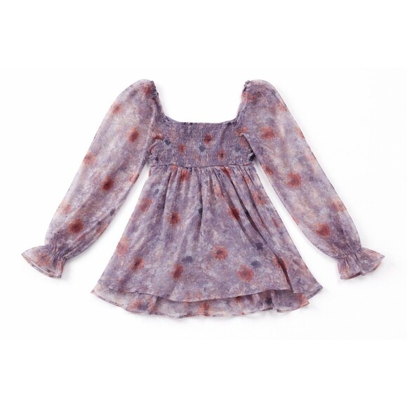 Floral Babydoll Mini Dress Sheer Romantic Fairycore Cottagecore Boho Festival - Picture 4 of 6